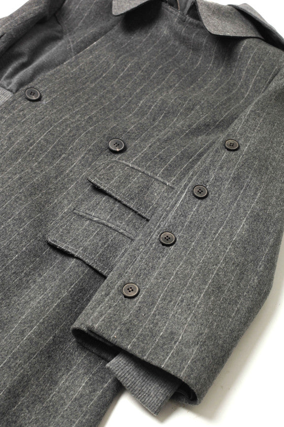 Striped Coat - Grey/White