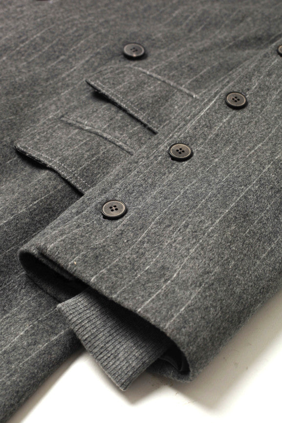 Striped Coat - Grey/White
