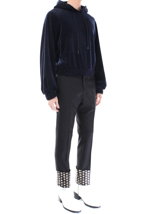 Velour Hood Sweatshirt - Navy
