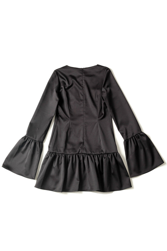 Bell Arm Mini Dress - Black