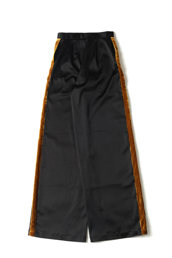 Black Sporty Trousers with Velvet - Black/Orange