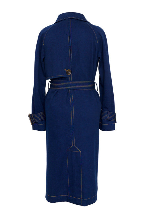 Denim Trench Coat - Navy