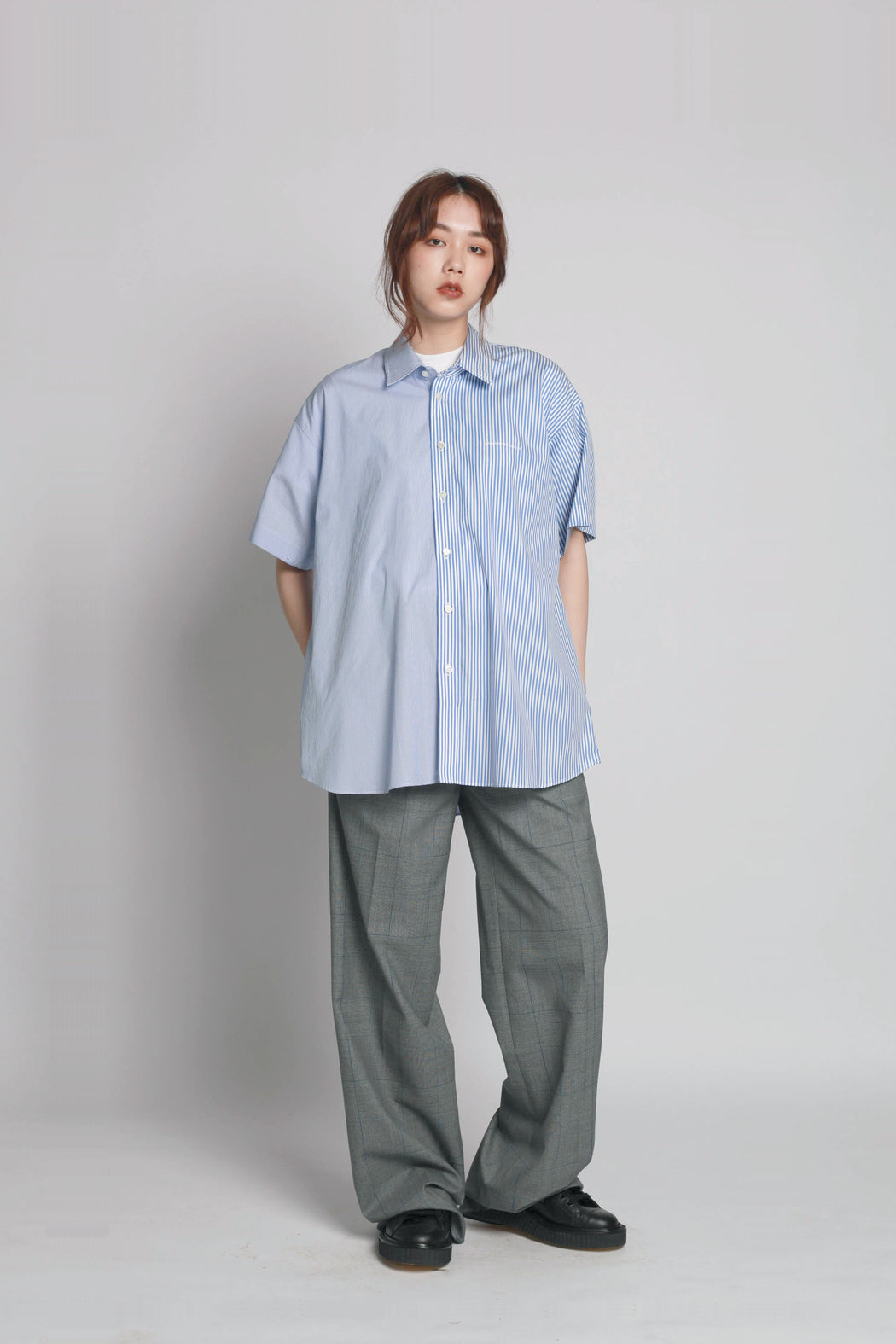 Contrast Short Sleeve Shirt - Blue