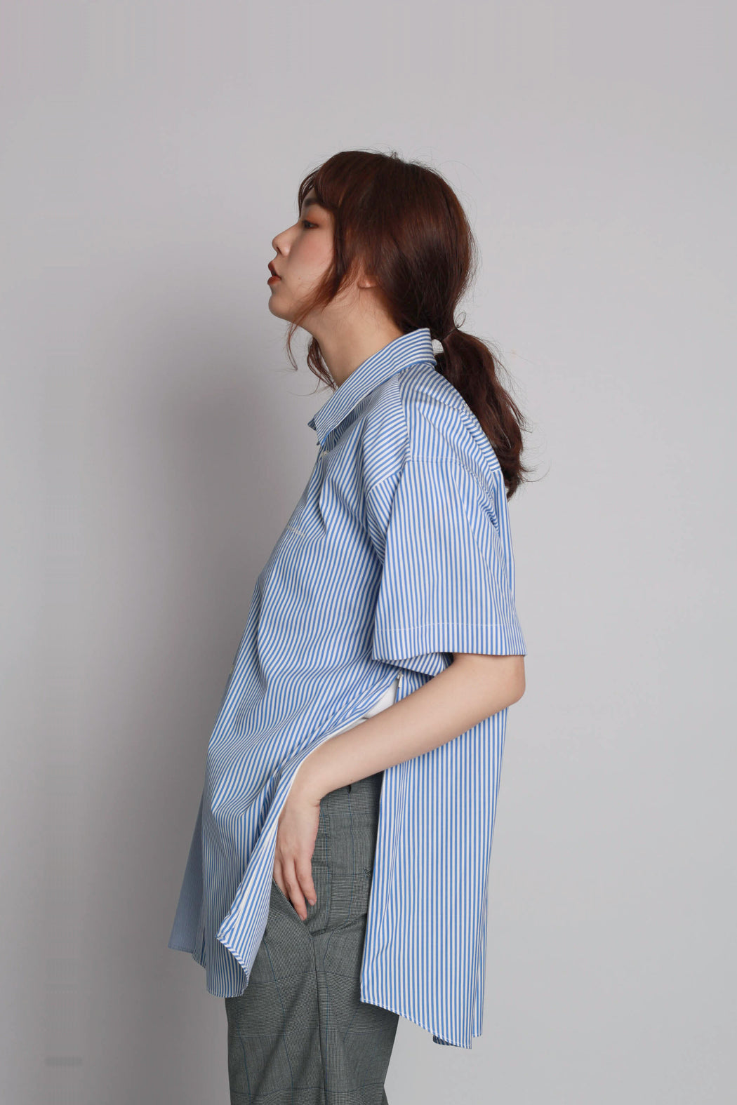 Contrast Short Sleeve Shirt - Blue
