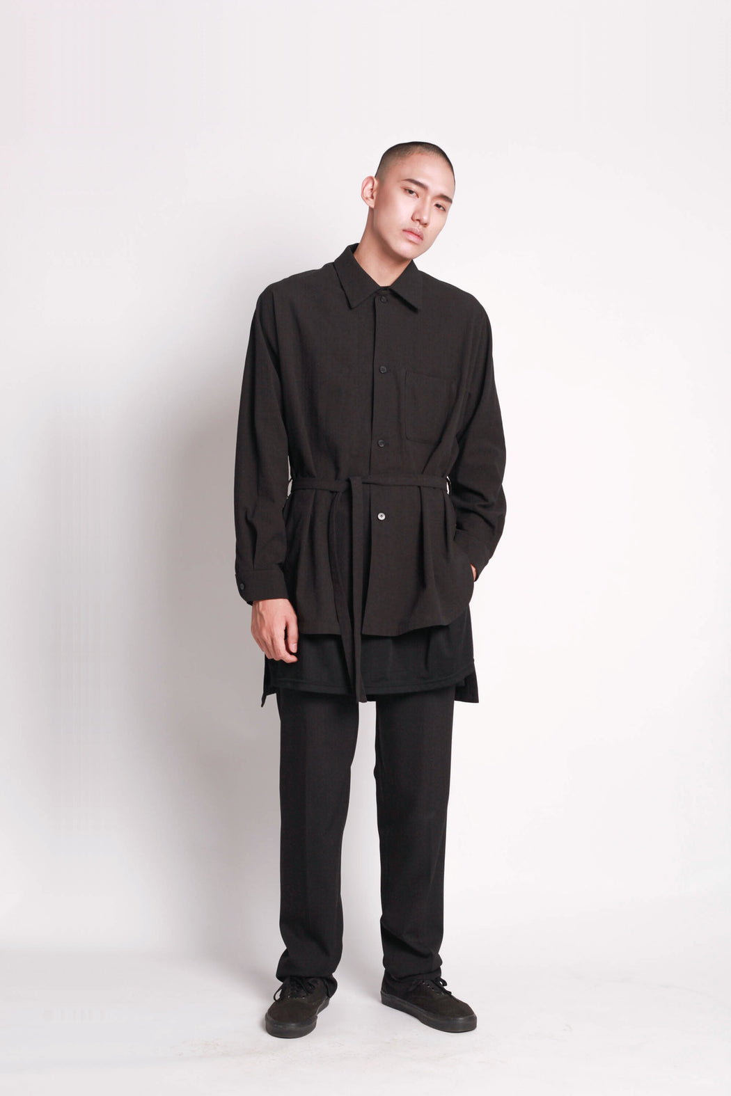 Oversized Button Up Shirt - Black