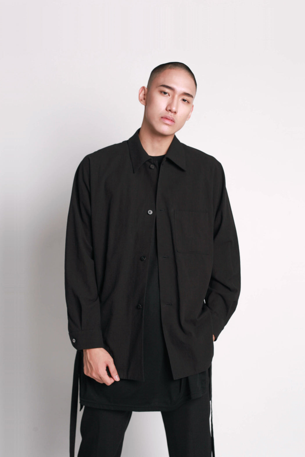 Oversized Button Up Shirt - Black