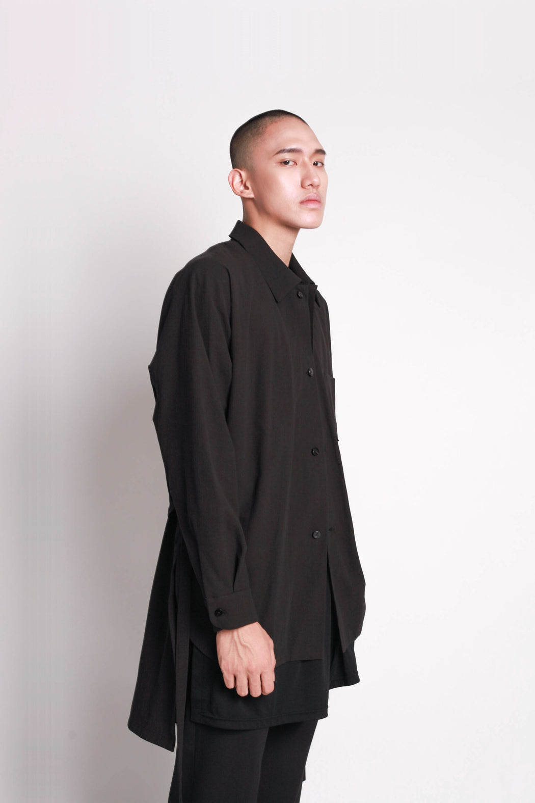 Oversized Button Up Shirt - Black
