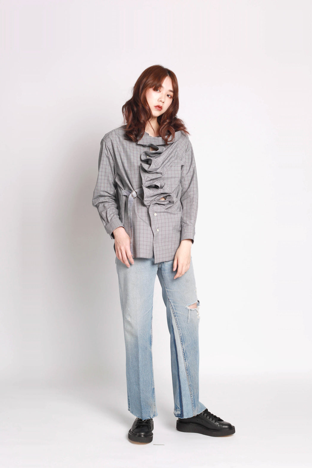 Ruffled Shirt - Blue Check