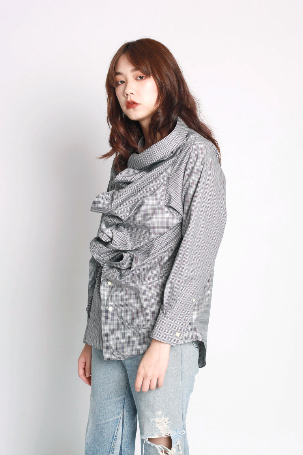 Ruffled Shirt - Blue Check