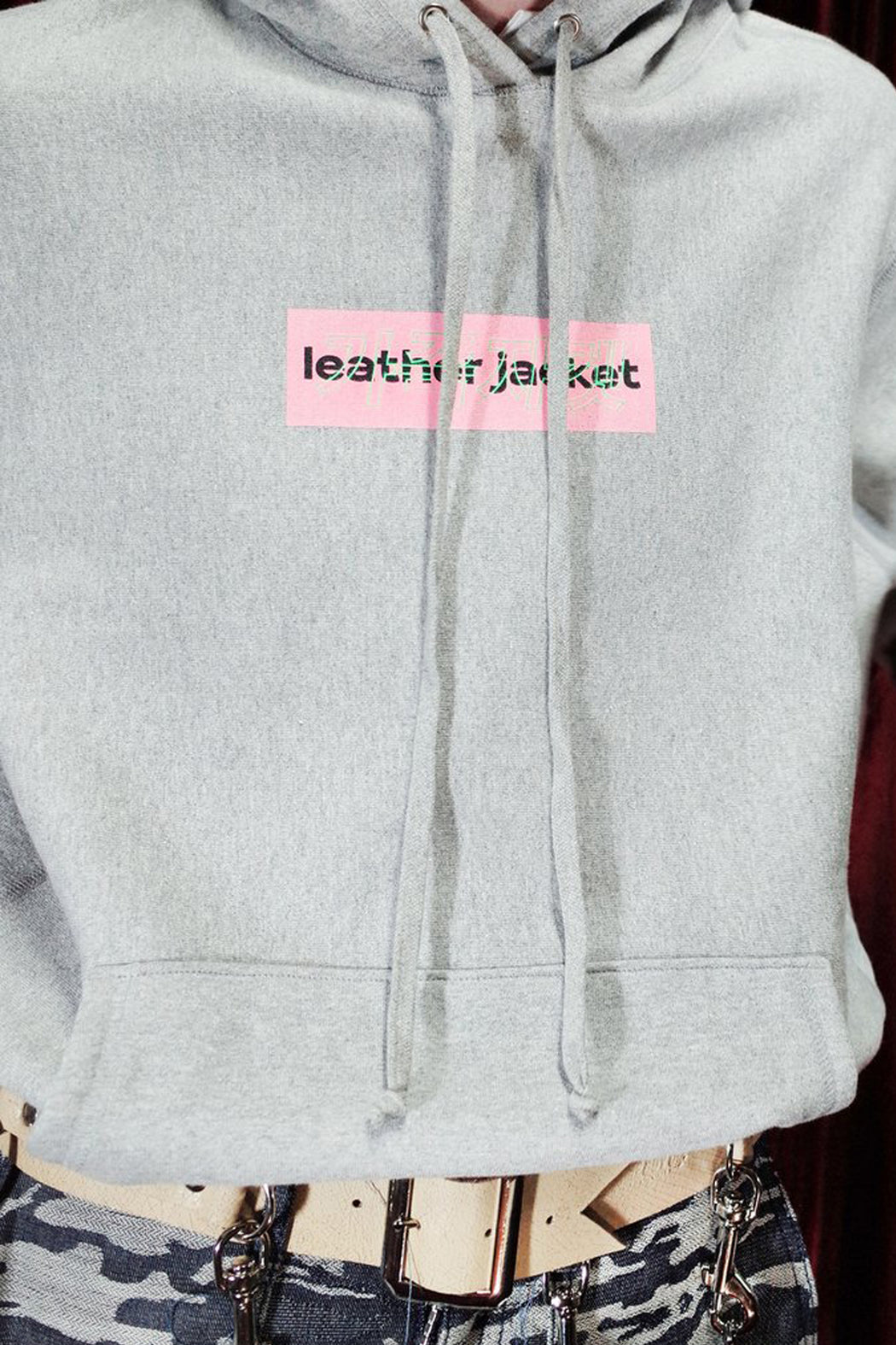 Leather Jacket Hoodie - Grey
