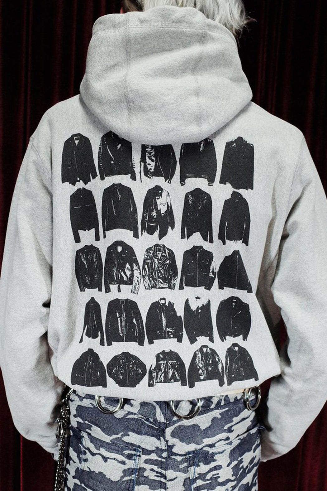 Leather Jacket Hoodie - Grey