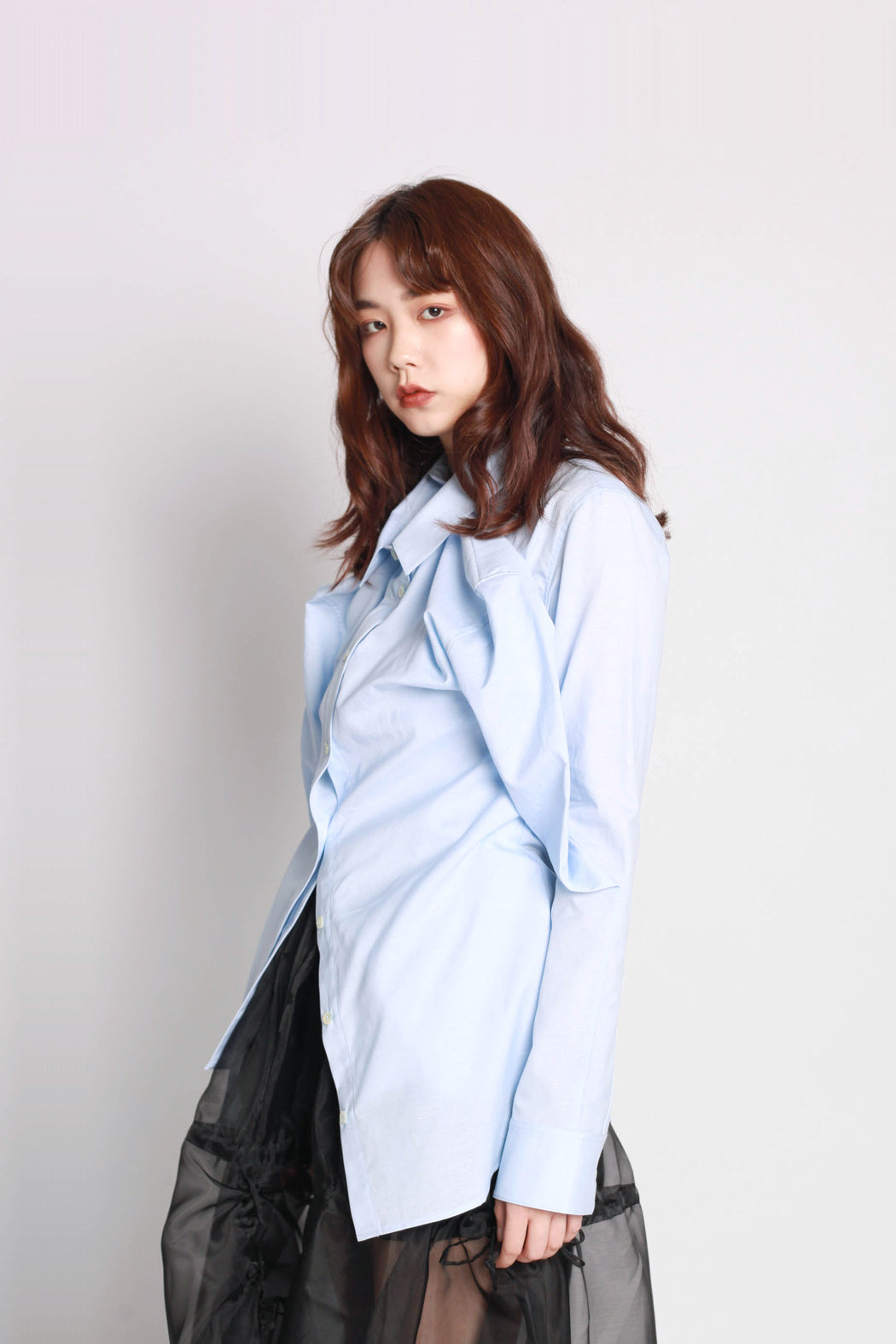 Double Front Fitted Shirt - Blue