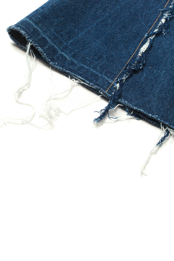 Mixed Colour Reworked Denim Midi Skirt