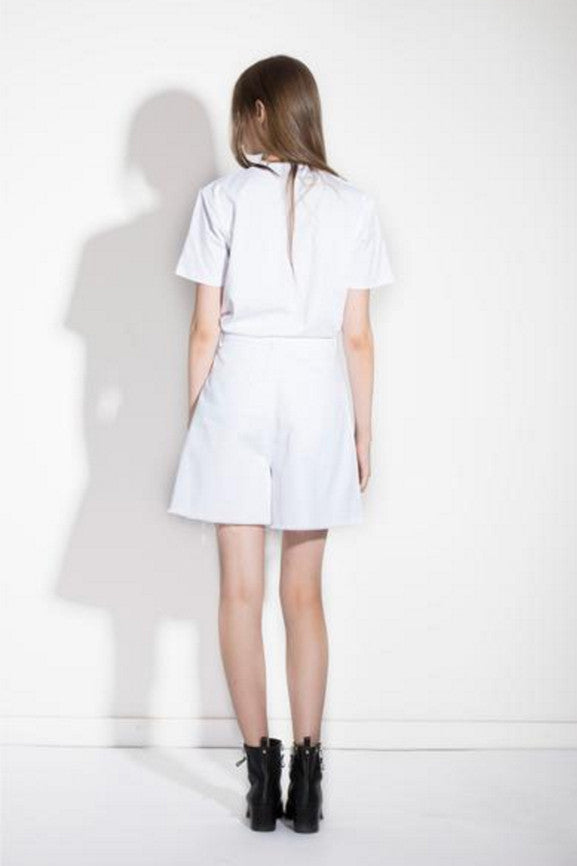 White Cotton High Waisted Shorts