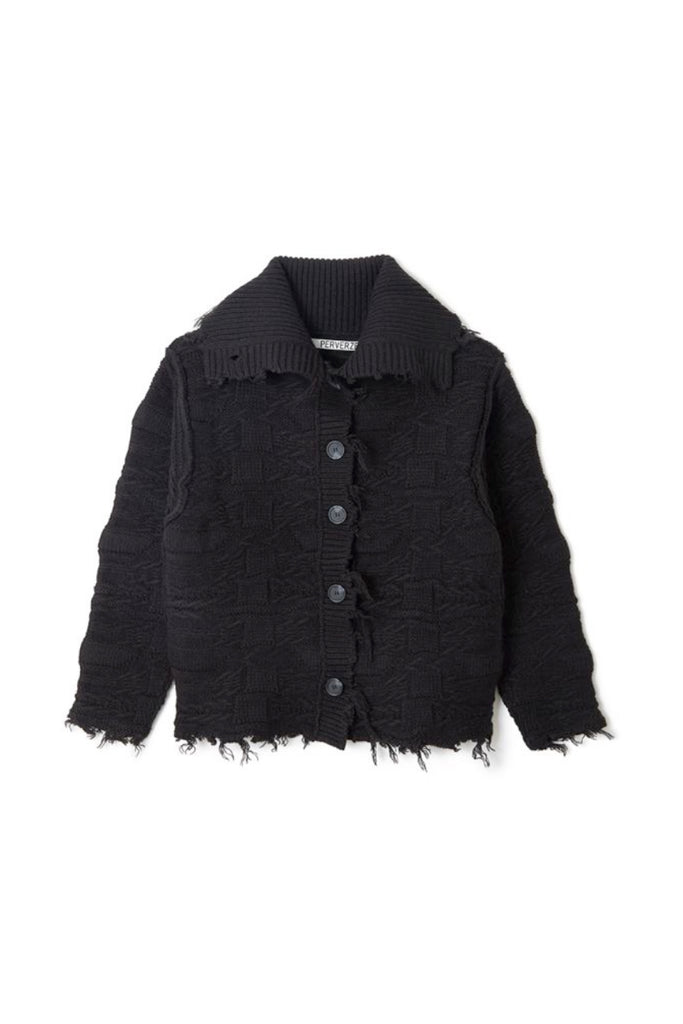 perverze wave collar clash knit Black