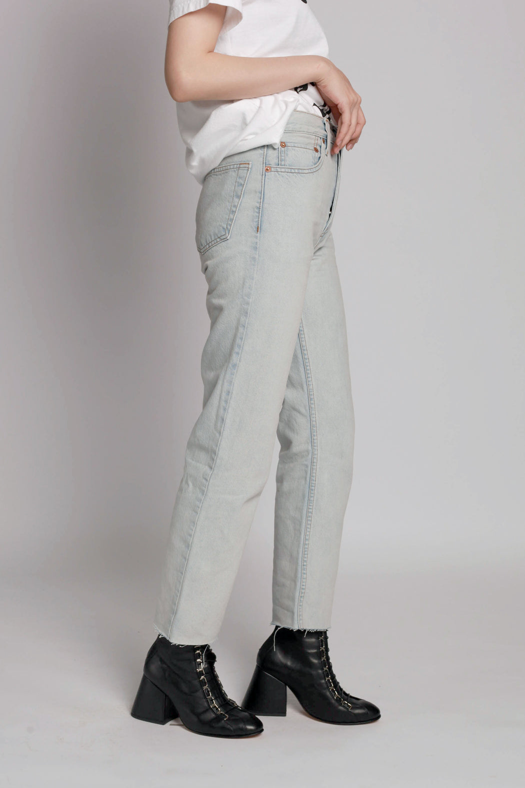 High Rise Stove Pipe Pants - Ice