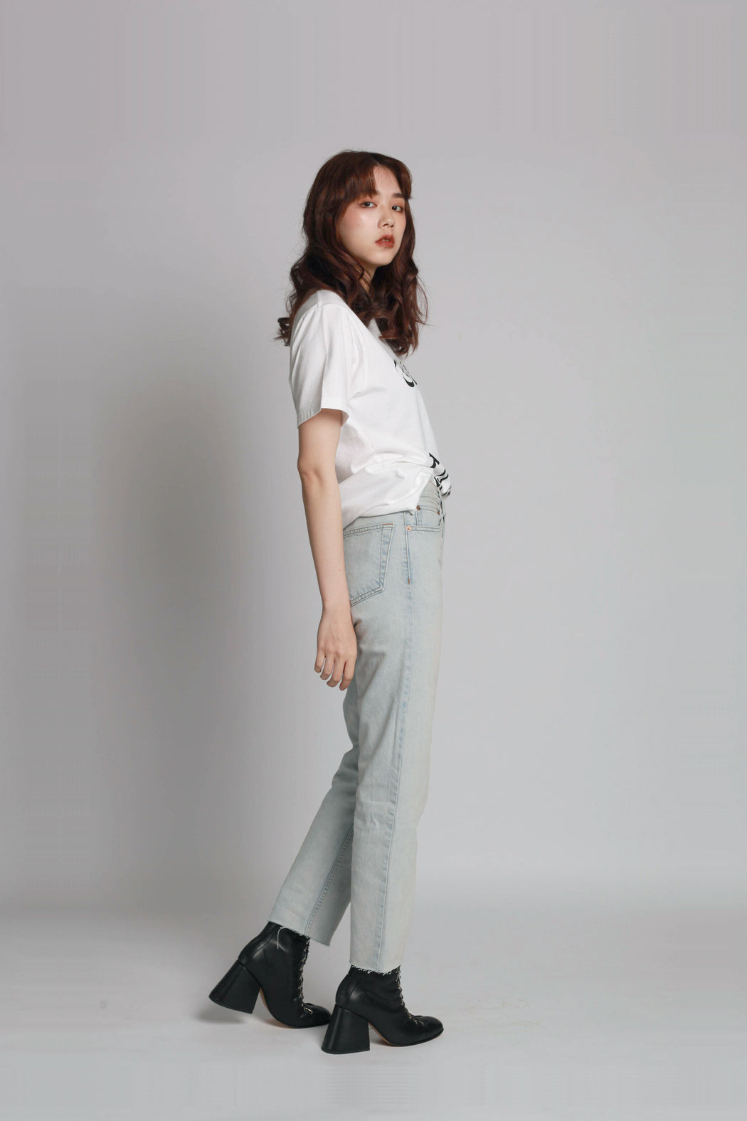 High Rise Stove Pipe Pants - Ice