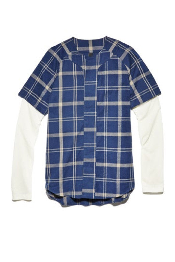 Trompe L'oeil Hem Shirt - Blue Plaid