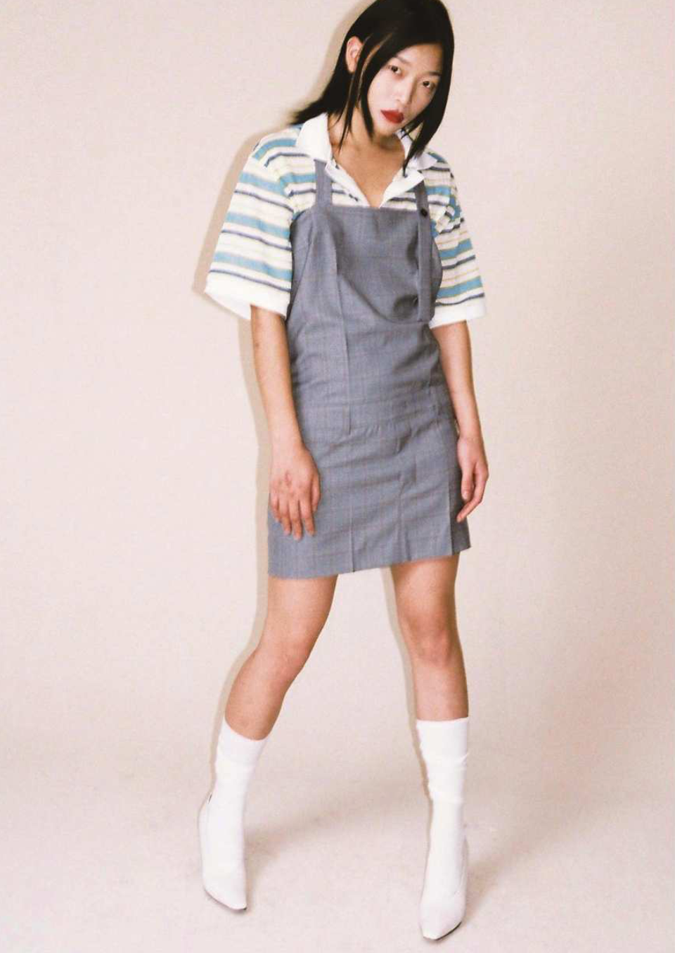 Halter Neck Mini Dress - Grey