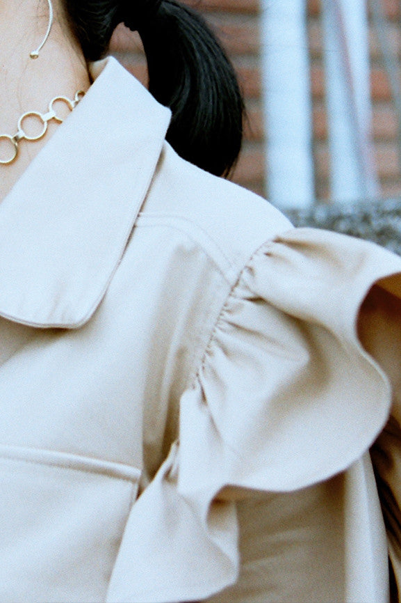 Ruffle Top Jacket - Camel