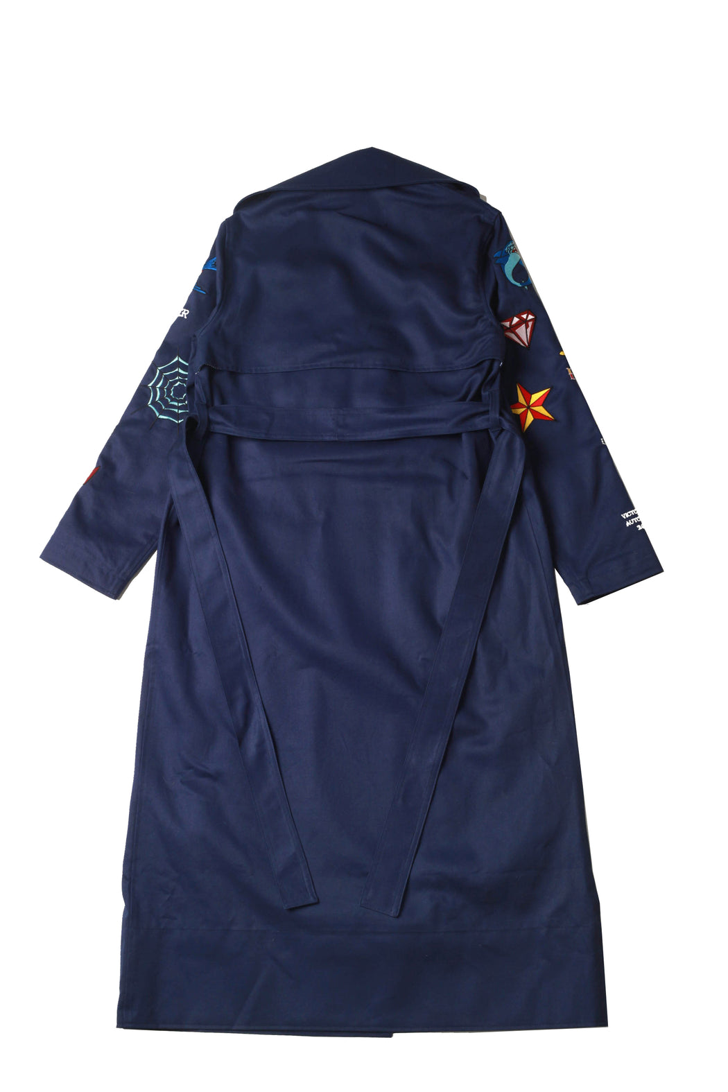 Patch Trench Coat - Navy