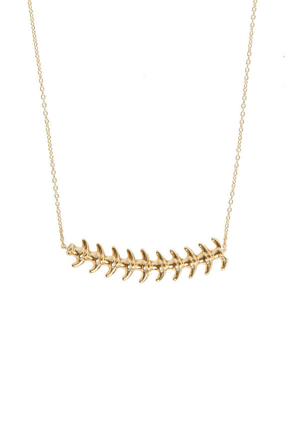Gold Fish Bone XL Pendant
