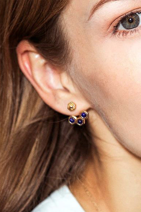 Gold Ear Jacket - Opal Stone