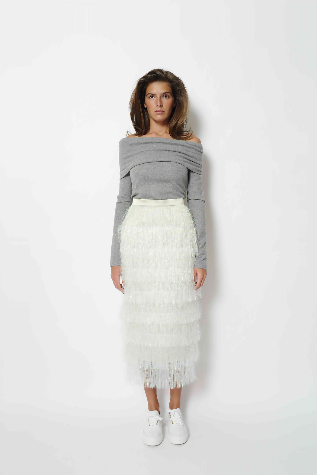 Off-Shoulder Blouse - Grey