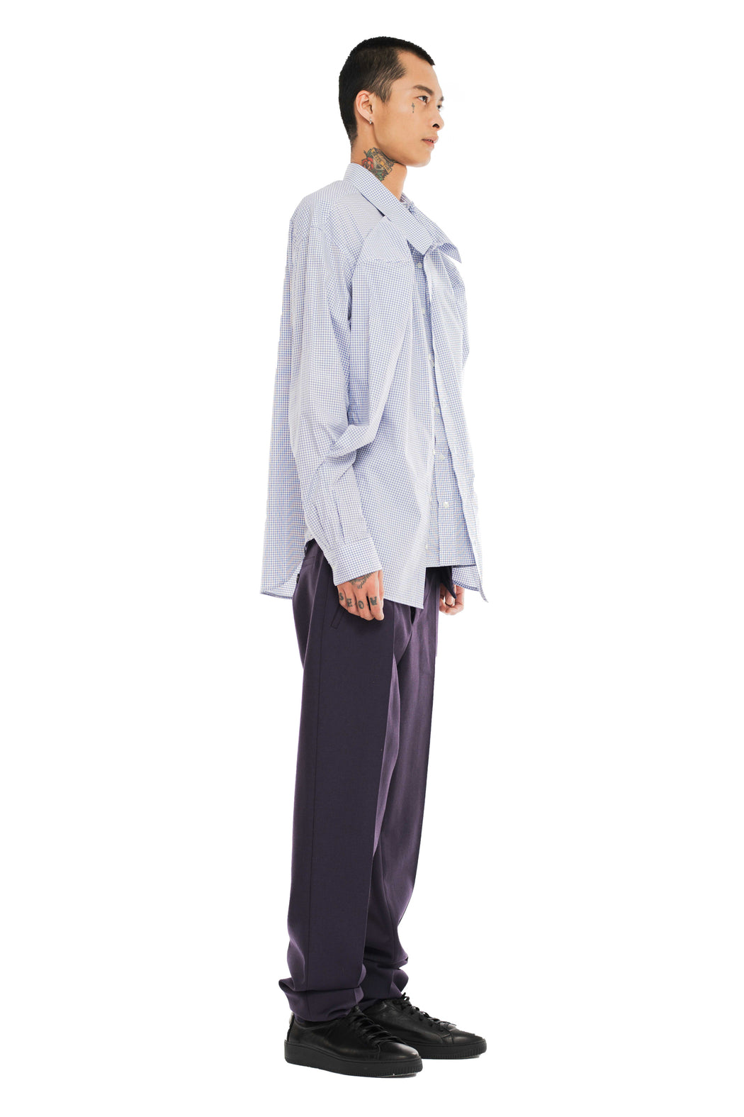 Double Front Shirt - Blue Check