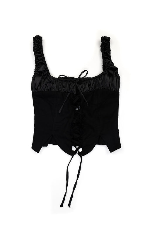 Emma Lace Up Corset - Black