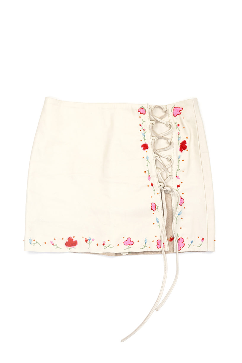 Oxana Leather Skirt - Ivory