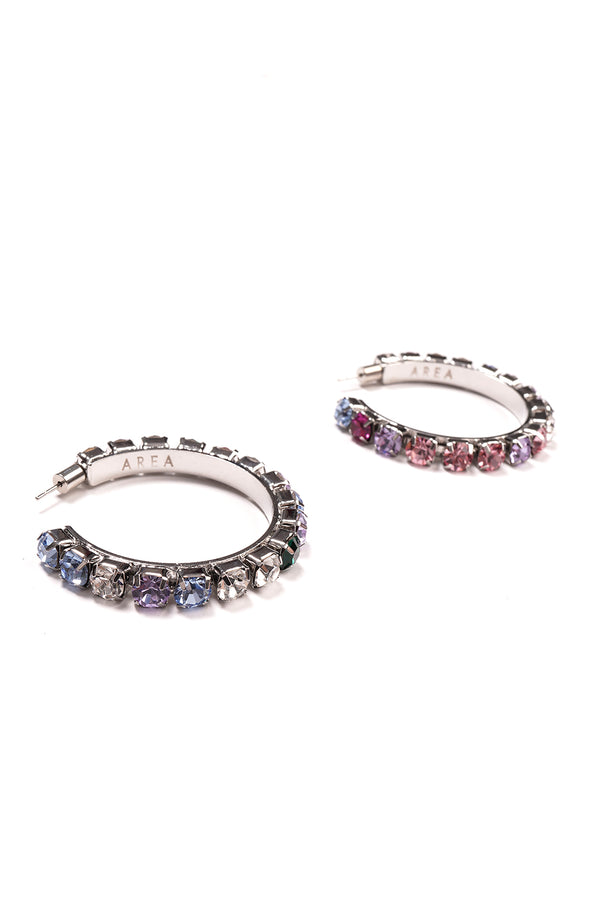 Medium Round Hoop Earrings - Silver/Multi