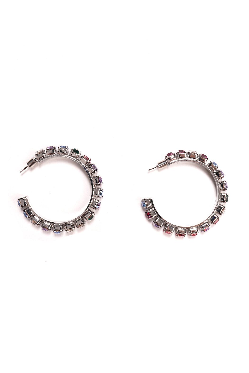 Medium Round Hoop Earrings - Silver/Multi
