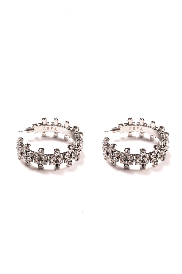 Round Crystal Clover Hoop Earrings