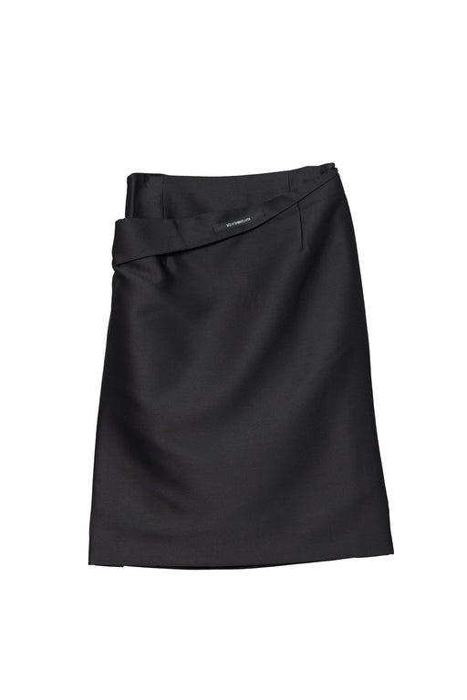 Silk Wool Error Pencil Skirt - Black