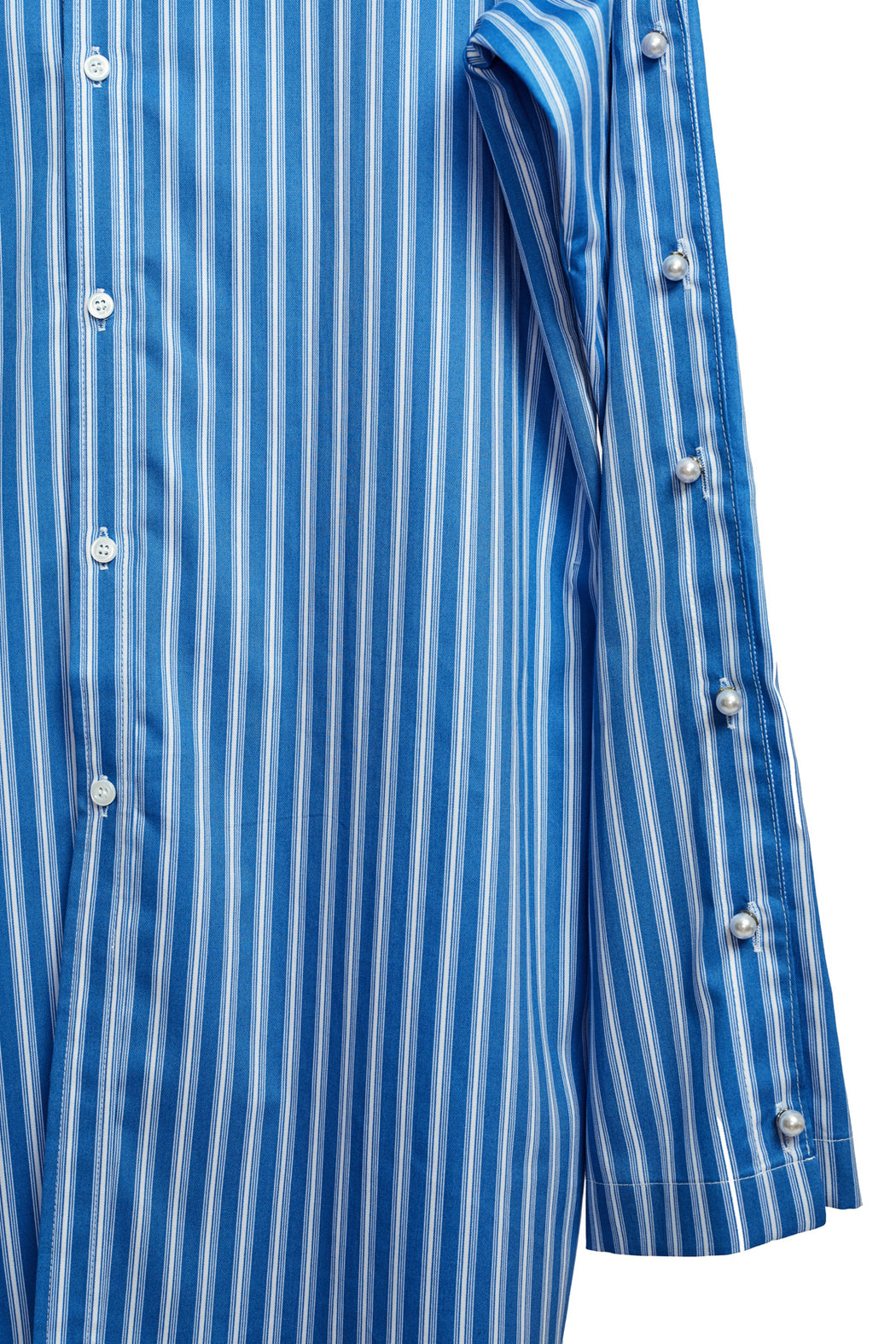 Button Up Pearl Shirt - Stripe Blue