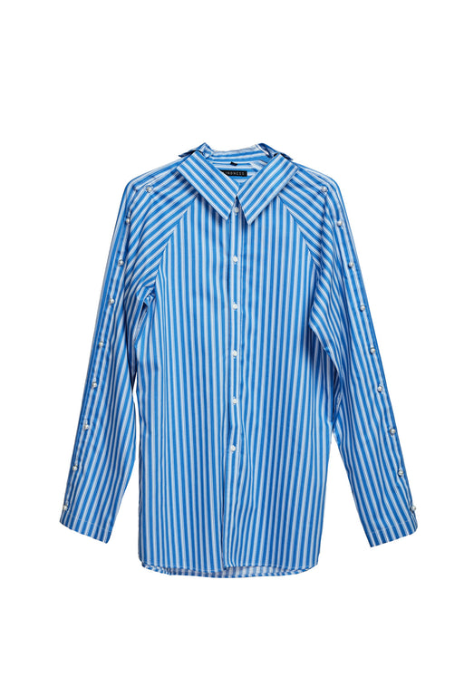 Button Up Pearl Shirt - Stripe Blue