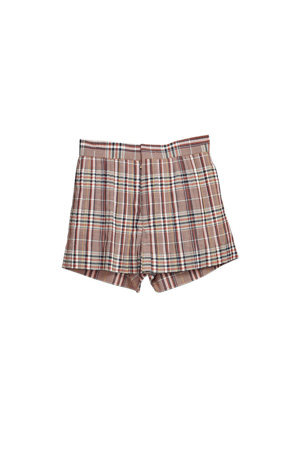 Front Pleated Shorts - Tatan Check Beige