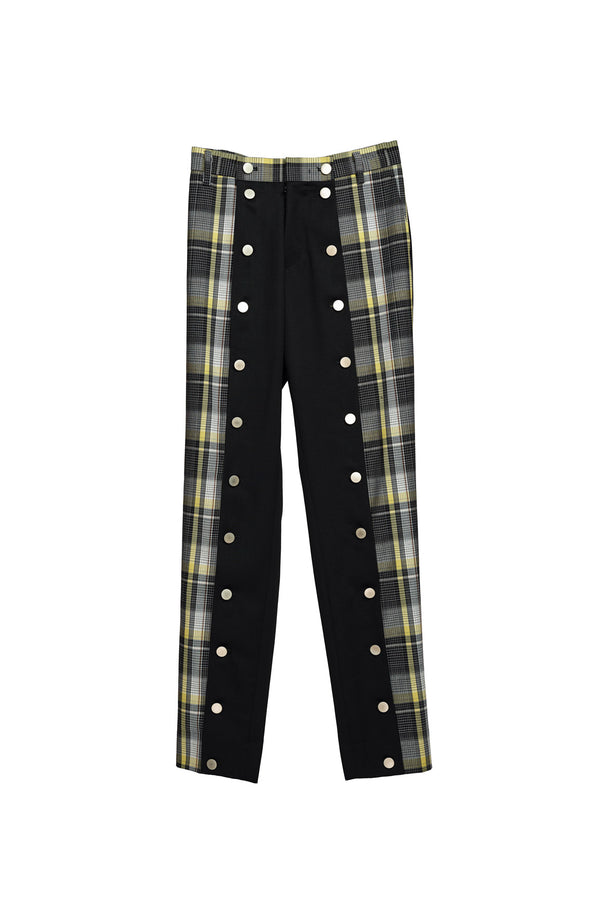 Open Front Check Trousers - Tartan Check Black