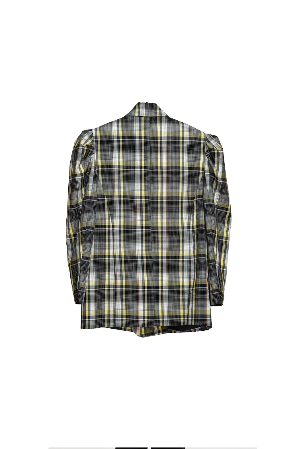 Double Breasted Button Jacket - Tartan Check Black