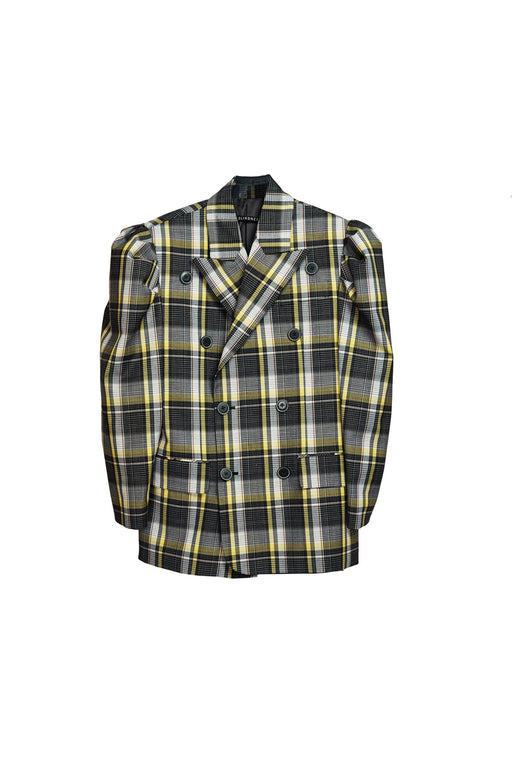 Double Breasted Button Jacket - Tartan Check Black