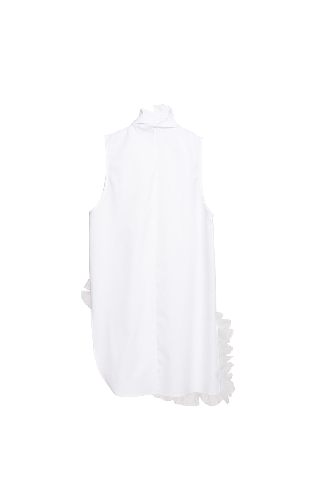 Sleeveless Frill Shirt - White
