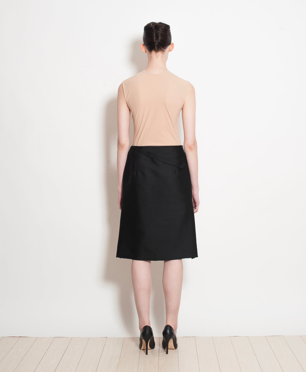 Silk Wool Error Pencil Skirt - Black