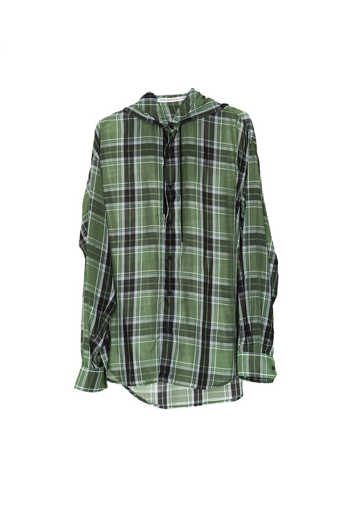 Hooded Shirt - Green Check