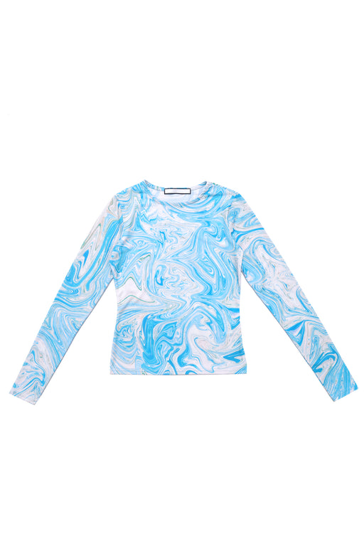 Marbling Print Top - Blue