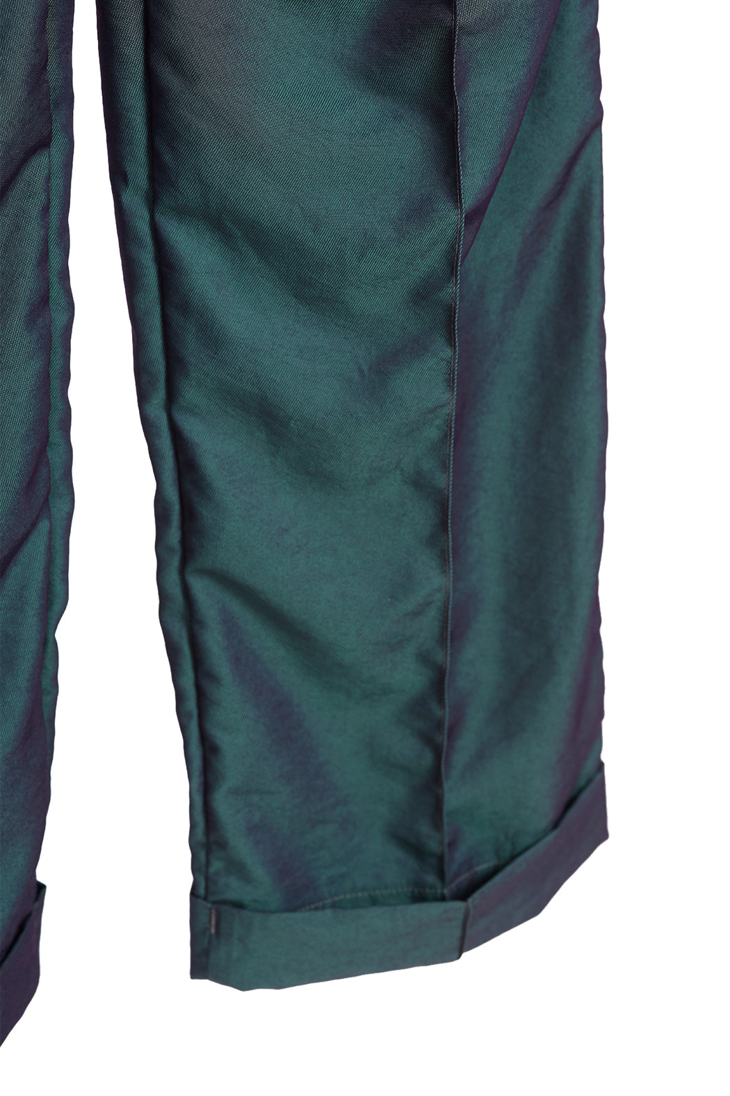 Pleated Trousers - Green/Purple Iridescent
