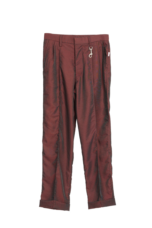 Pleated Trousers - Red/Iridescent