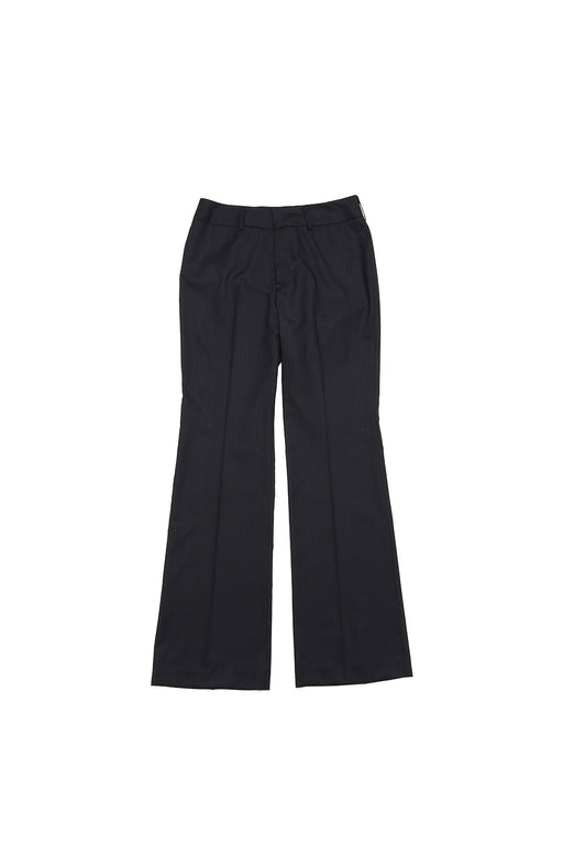 Striped Wool Flared Pants - Black