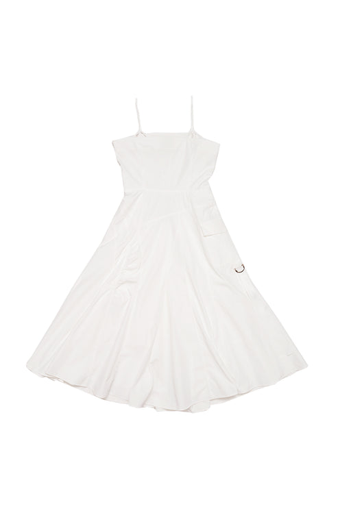 Cargo Flared Dress - White