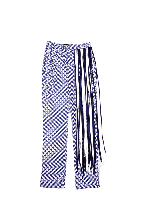 Fringe Straight Trouser - Royal White/Blue